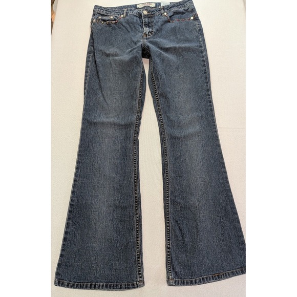 Paris Blues Denim - Paris Blues Flare Jeans Women Size 9 Dark Wash Blue Studded Y2K HCR-23518